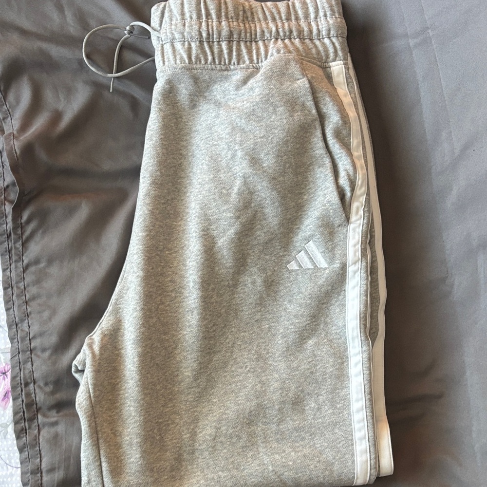 adidas Gray Track Joggers with White Stripes - XL - Picture 2 of 5